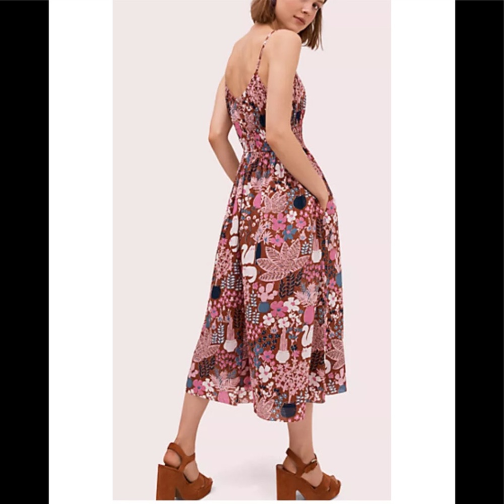 kate spade Floral Midi Dress in Pink, Brown & Blue